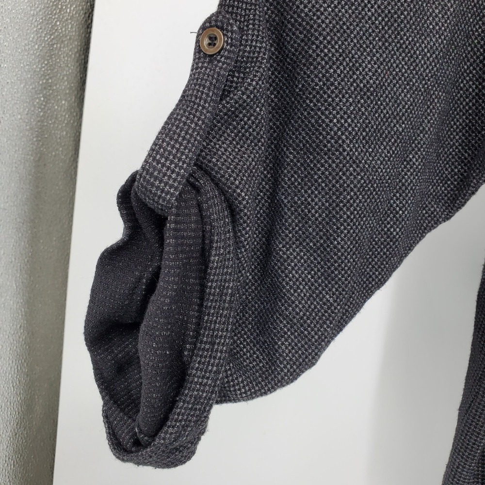 Jane + Delancey 2X Charcoal Grey Waffle Knit Roll Tab Sleeve Henley Top Shirt - Picture 4 of 10